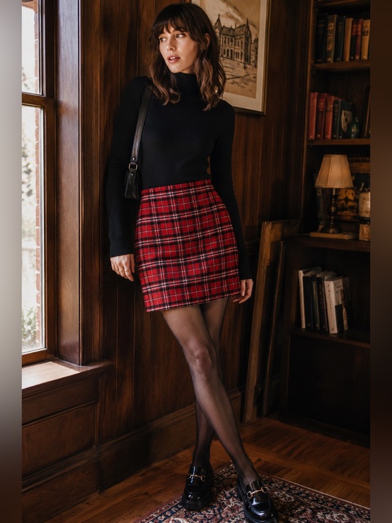 J.G. Hook Dresses & Skirts - Vintage J.G. Hook Red Plaid Tartan Mini Skirt 90s Wool Blend USA Made Size 10P